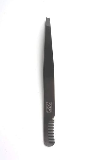 Professional Eyebrow Tweezers with Comb ingrown Hair Plucking Tweezers Personal Grooming Instruments Stainless Steel from Real Edge (Black)