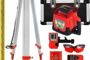 Professional Rotary Laser Max. Working Range 500 m Red, Line Laser 360 Degree Laser Altimeter Water and Dustproof Outdoor Working Time 20 Hours with Tripod &amp; Regulator Electrics