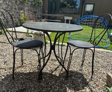Wrought Iron Quartz Top Bistro Set