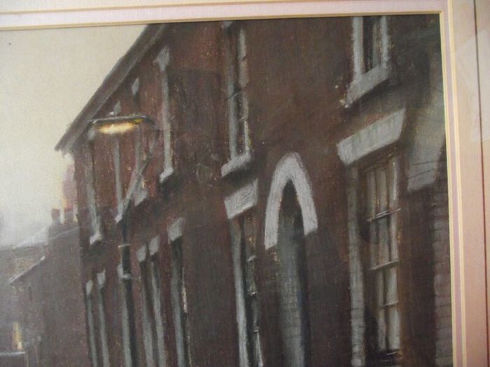 Marc Grimshaw - Original Pastel of - Children In A Rainy Street - Signed