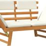 2 in 1 Acacia Garden Bench & Sun Lounger with Cushion Image 5