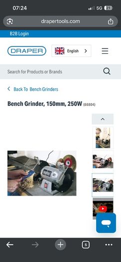 Draper Bench Grinder 250W 150mm