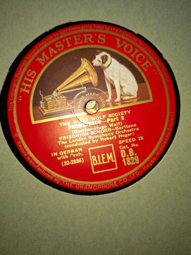 The Hugo Wolf Society Classical Music Series 12-inch 78 RPM released by His Master's Voice (HMV) 1945 postage available