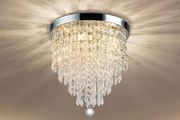 Crystal Chandeliers Lighting, K9 Chandelier Crystals Ceiling Lights, 300mm, Bead Lampshade with Clear Acrylic Jewel Droplets, Flush Mount LED Ceiling Light for Dining Room Bedroom Livingroom (FREE POSTAGE)