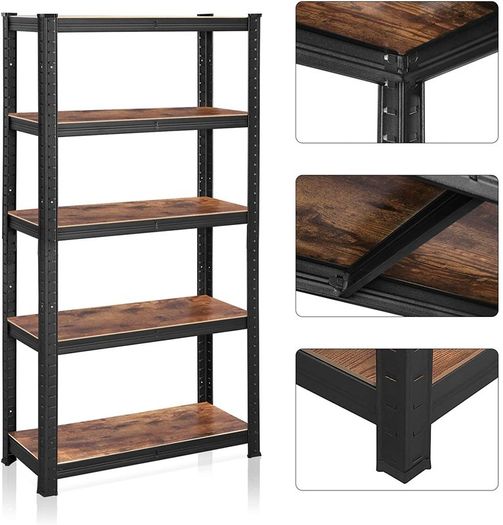 5 Tier Storage Rack Unit Holds 650 kg (130 kg per shelf) Adjustable Shelves Industrial Style Living Room Kitchen