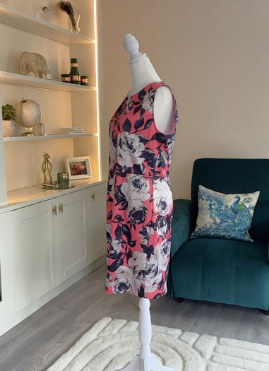 Ladies Pink & Navy Floral Midi Dress from Apricot