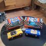 Scalextric slot cars. Yellow Sunbeam Tiger & Blue Triumph. Image 3