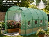15ft x 7ft Walk-In Polytunnel Greenhouse with Built-In Irrigation System  Galvanised Steel Frame