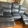 Blue Leather reclining sofas Image 5