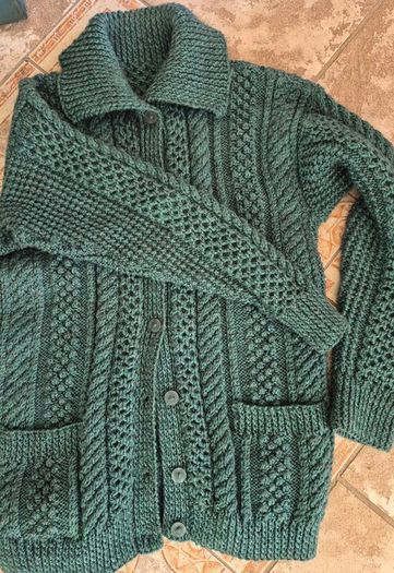 Aran Cardigan Green