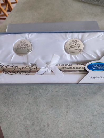 Boxed As New Juliana Silver Plated Birth Certificate Set  Bc Holder, 1st Tooth, 1st Curl