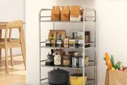 4 Tier Stainless Steel Kitchen Storage Trolley with Adjustable Shelves