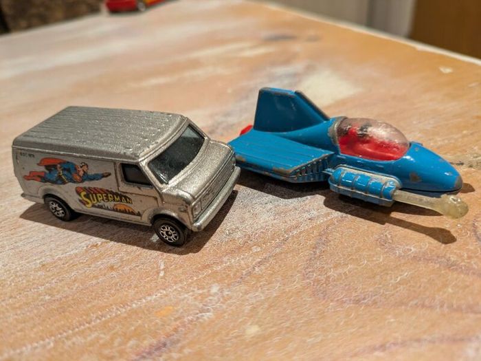 Vintage corgi superman van and superman supermobile