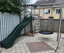 Outdoor Wooden Kids Play Set - Swing, Slide, Climber & Sandbox