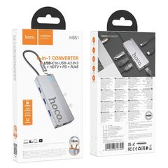Hoco HB51 6-in-1 Multi-Function Converter HDTV RJ45 PD USB3.0x3 Space Gray