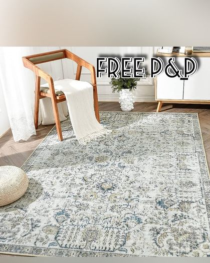 NEW SALE | Rug 3x5 Washable Rug Entryway Rug Door Mat Vintage Indoor Entrance Thin Rug Retro Distressed Carpet Blue Multi Floral Print Mat Country Boho Rug