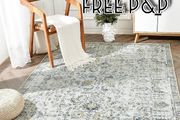 NEW SALE | Rug 3x5 Washable Rug Entryway Rug Door Mat Vintage Indoor Entrance Thin Rug Retro Distressed Carpet Blue Multi Floral Print Mat Country Boho Rug