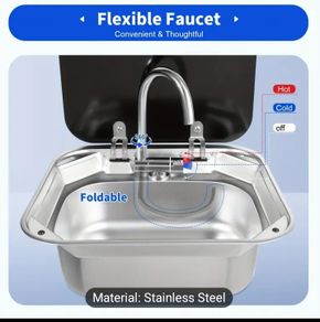 campervan sink with taps and glass lid