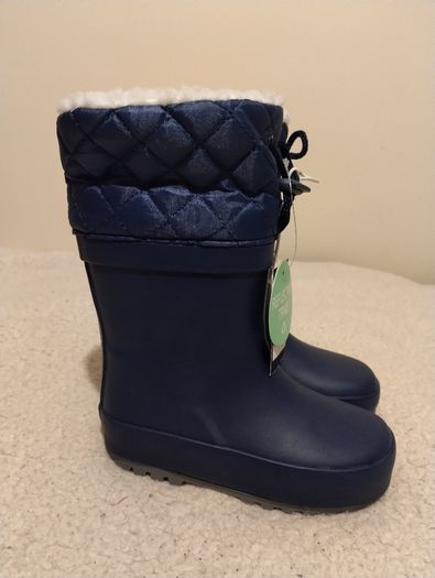 Navy Fur Lined Wellies, New With Tags