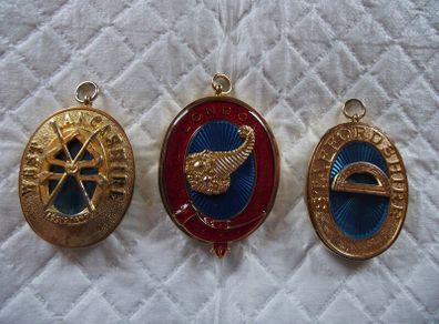 3 X Oval Gilt & Enamel Masonic Lodge Pendants
