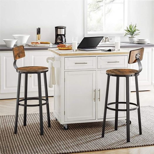 _set of 2 bar stools, kitchen chairs with sturdy metal frame
