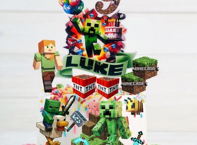 Minecraft cake topper