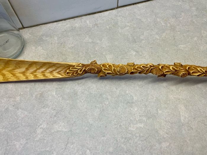 Vintage 1970s Repro Hand Carved Shoehorn with Elephant Motif Handle in sturdy Resin