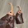 Vintage Pier One Ceramic Cut-Out Giraffes Figurine Brown Glazed Image 7