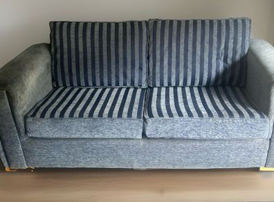 3 Seater Sofa Bed Blue Stripe