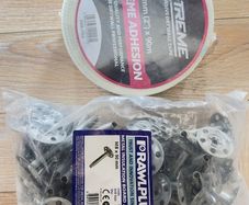 Wall tapes and metal insulation board anchors