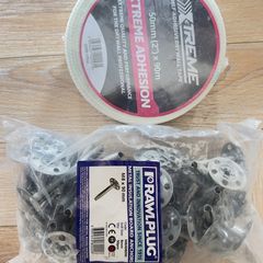 Wall tapes and metal insulation board anchors