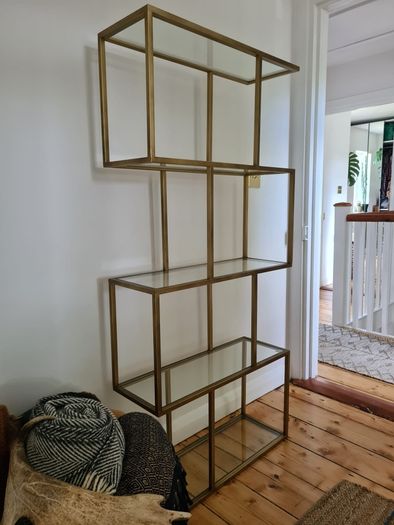 Avoca Gold Metal and Glass Display Shelf