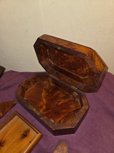 Vintage hand made Thuya Burl Wood Jewellery Box
