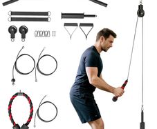 Weight Pulley System, Cable Pulley System for Home Gym, Cable Machine LAT Pull Down Attachment for Biceps Curl, Tricep, Arm Workouts