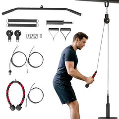 Weight Pulley System, Cable Pulley System for Home Gym, Cable Machine LAT Pull Down Attachment for Biceps Curl, Tricep, Arm Workouts