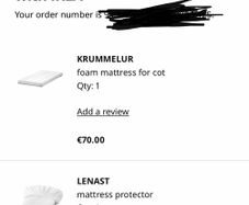 Cot mattress with mattress protector and sheets