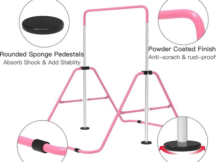Gymnastics Bars, Junior Training Kip Bar Gymnastics Equipment for Home,Adjustable Height Folding Horizontal Bar with Gymnastic Rings for Kid