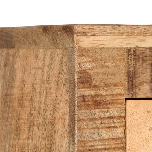 Highboard with Wheel 38x30x143 cm Solid Rough Mango Wood