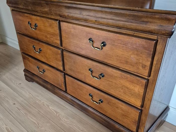 Louis Phillippe Dark Mahogany Wooden Dresser and matching mirror