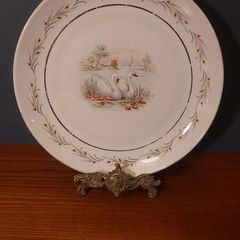 Vintage Arklow Pottery Cake Display Plate in the Popular Swan Lake Pattern