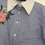 Pinstripe Embroidered Blouse BNWoT Image 3