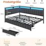 Sofa Bed with 2 Drawers and USB Charging Station with LED Lighting and Metal Slatted Frame 140 x 200 cm Image 2