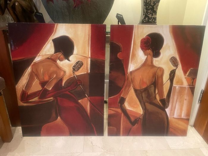 2 x Large Matching Framed Paintings - Can Deliver