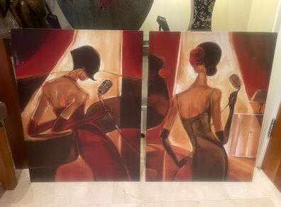 2 x Large Matching Framed Paintings - Can Deliver