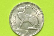 Irish pre-decimal threepence (3d) coin