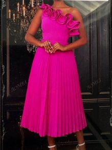 Hot Pink one shoulder Dress