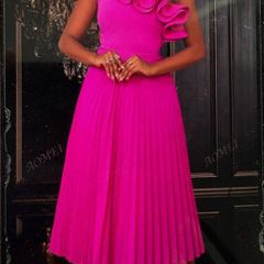 Hot Pink one shoulder Dress