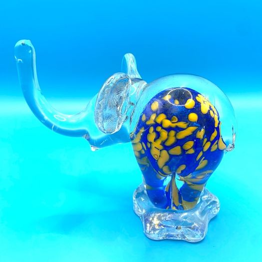 Vintage Murano Style Art Glass Elephant Paperweight