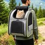 Cat Backpack Expandable, Backpack for Cats & Small Dogs, Grey  Hands Free Pet Backpack with 4-Side Breathable Mesh, Multi-Entry & Lockable Zippers for Travel, Hiking, Camping Image 4
