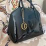 Trussardi Jeans Navy Blue Patent Handbag Image 6